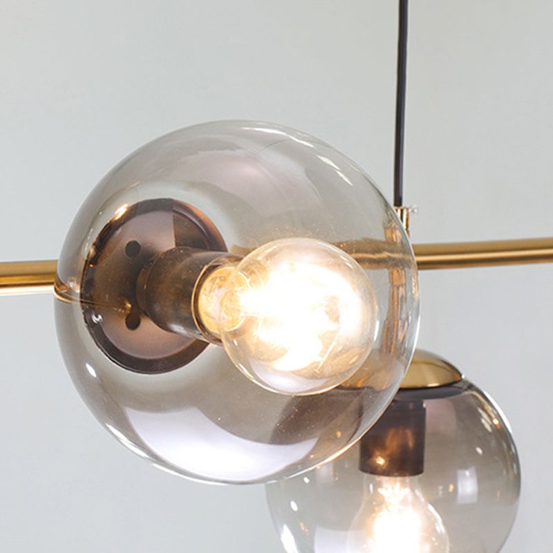 Modern Style Hanging Island Light Glass Ball Hanging Lighting Fixture for Dining Room