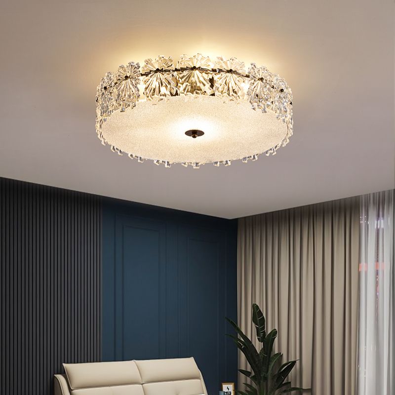 Plafonnier de forme ronde, montage encastré en fer de Style Simple et moderne avec abat-jour en verre pour allée et chambre à coucher