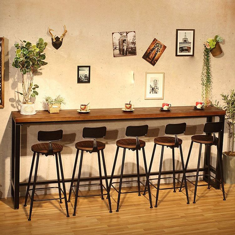 Industrial Style Bar Table Set 1/2/6/11 Pieces Solid Wood Rectangle Table and Stool Set