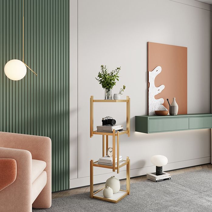 Glam Style Open Bookshelf Vertical Shelf Bookcase for Home Office