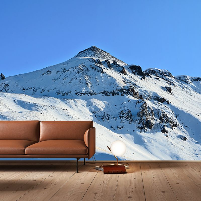 Modern Snowy Mountain Mural for Sitting Room Customized Wall Covering, Waterproofing