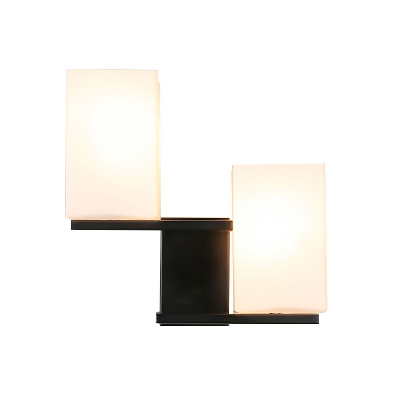 Opale Grosted Glass Rectangle Sconce Style nordique 2 ampoules blanc / noir montage luminaire