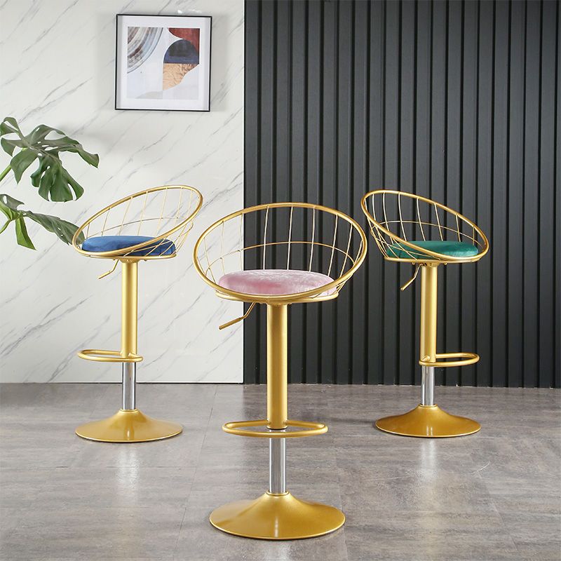 Taburete de bar ajustable Glam, taburete de bar con respaldo y reposapiés y giratorio