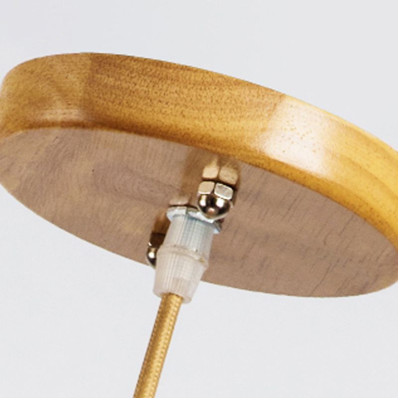Modern Simple Hanging Light Wooden Shade Pendent Lighting Fixture for Sitting Room