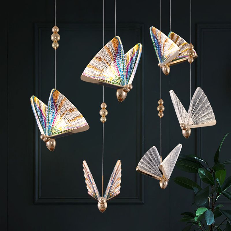 Métal Butterfly Shade Hanging Lights Modern Style 1 Light Hanging Mount Fixture For Dining Room
