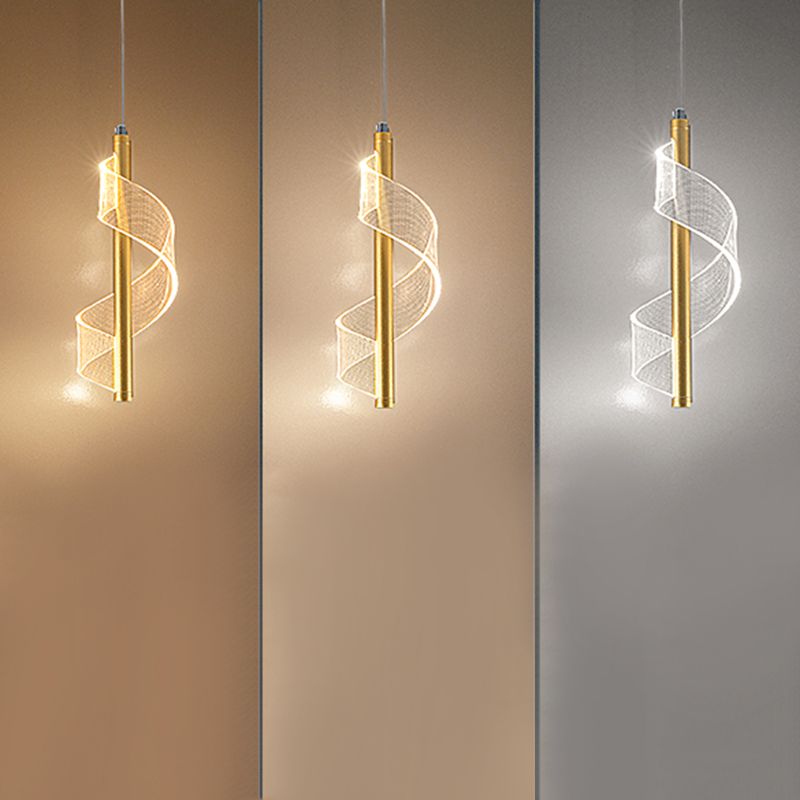 Contemporary Linear Hanging Light Kit Metal 1-Light Ceiling Light for Bedroom