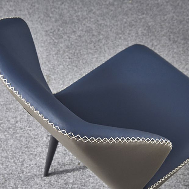 Sillas laterales sin brazos de comedor de cuero con respaldo de estilo industrial (juego de 4)
