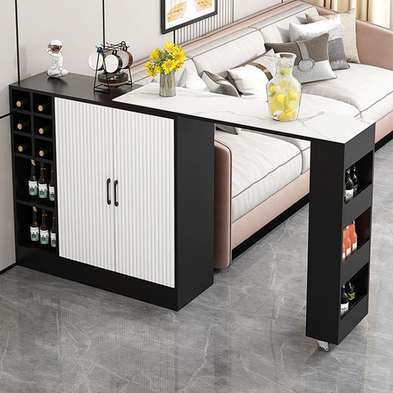 Rectangle Counter Height Table Modern Bar Dining Table with Shelves