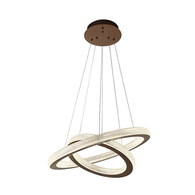Lámpara de lámpara de círculo cruzado de Crystal Café LED Minimalista Kit de luz colgante en luz cálida/blanca