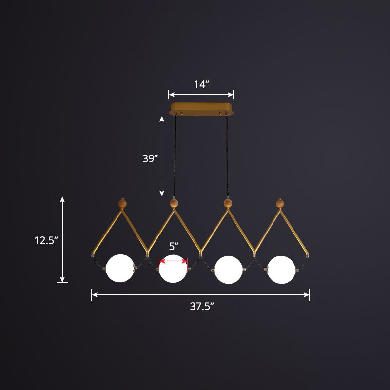 Ball Restaurant Suspension Light Ivory Glass Minimalist Creative Island Lighting Fixture