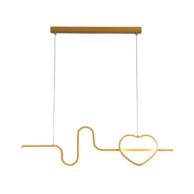 Cuore artistico e linea isola lampada in metallo sala da pranzo in metallo Luce a sospensione LED
