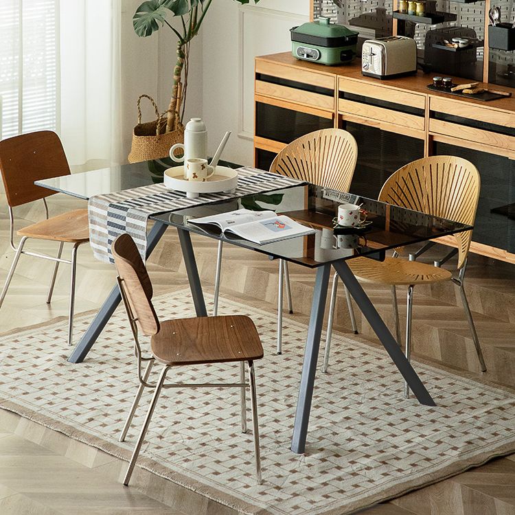 Simplicity Style Rectangle Glass Dining Site Table with 4-foot