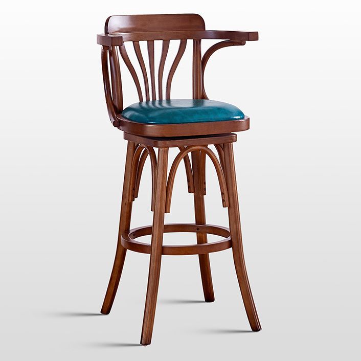 Contemporary Wood Stool Faux Leather Counter Stool in Matte Finish for Home