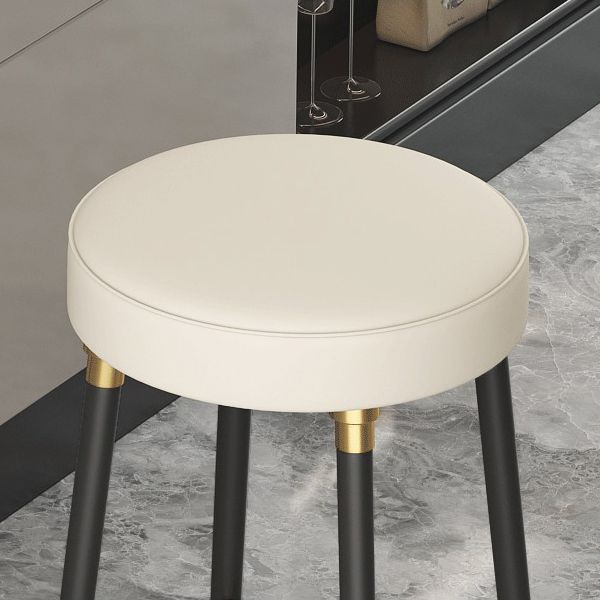 Glam Black Iron Barstool Simple Backless Indoor Tall Stool with Leather Seat