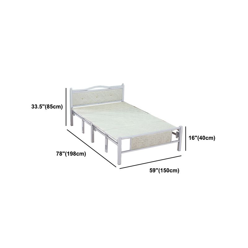 Modern Rectangular Bed Minimalist Panel Iron Bed with Headboard