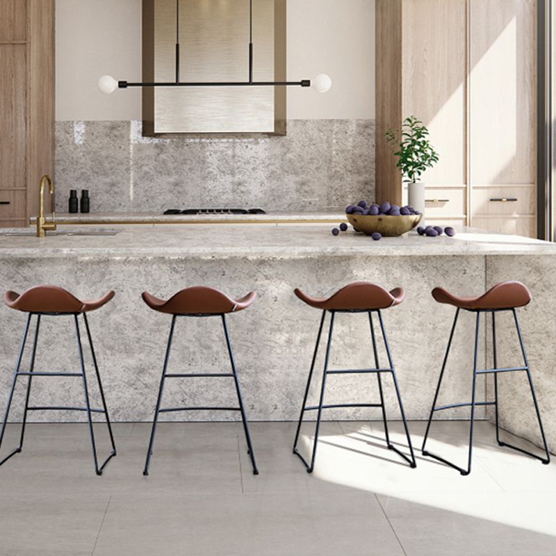 Backless Metal Indoor Counter & Bar Stools Industrial Stools with Black Frame