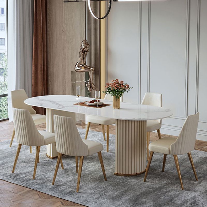 Glam 1/4/5/7 Pieces Dining Set Oval Shape Sintered Stone Dining Table Set