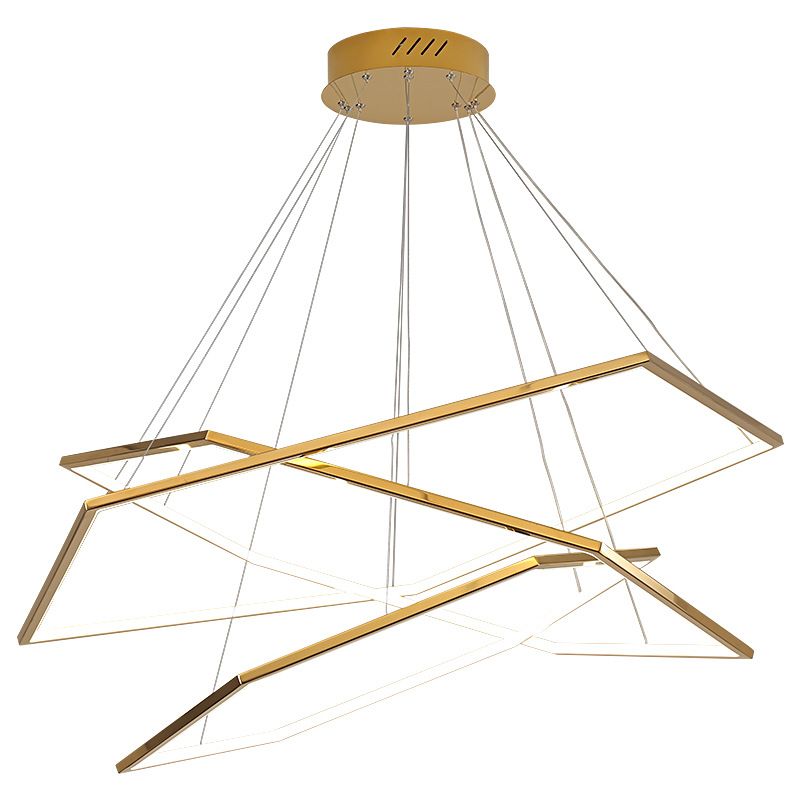 Ultra-modern Geometric Chandelier Metallic Suspended Lighting Fixture for Living Room