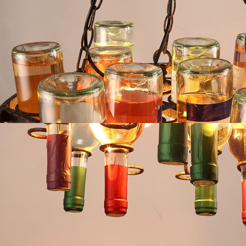 Eiland hanger verlichting vintage stijl balk hangende plafondarmatuur met flessen metalen tint in meerkleurig