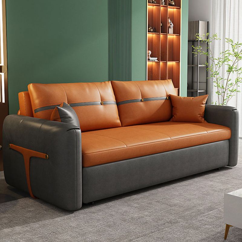 32" Wide Glam Sleeper Sofa Leather Pillow Included Foldable Sleeper Sofa