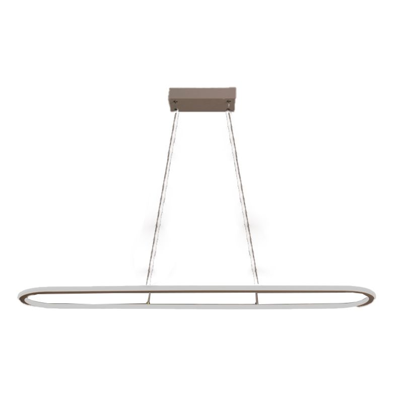 Linear Shape Island Pendant Contemporary Metal 1 Light Pendant Lighting Fixture in White