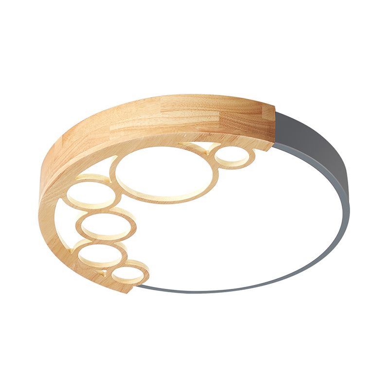 Plafonnier rond en métal de 18,5"/23" W, lampe LED moderniste à montage encastré, gris, lumière chaude/blanche/télécommande, gradation continue