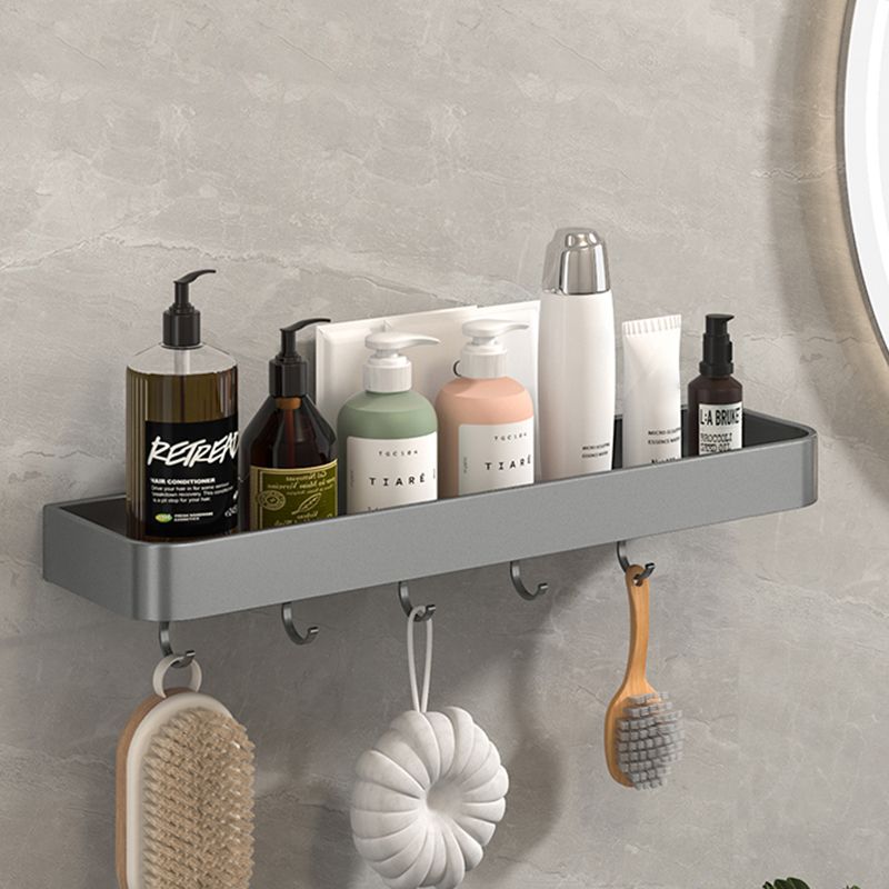Modern Grey 2-Piece Bathroom Accessory Set, Matte Grey, Bath Shelf