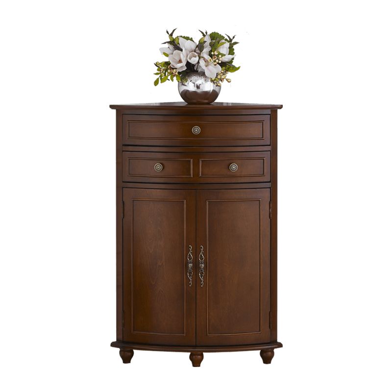 Mid-Century Modern Home Paned Cabinet Solid Wood Corner Side Cabinet