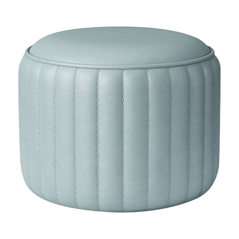 Contemporary Plain Ottoman Faux Leather Round Footstool Ottoman
