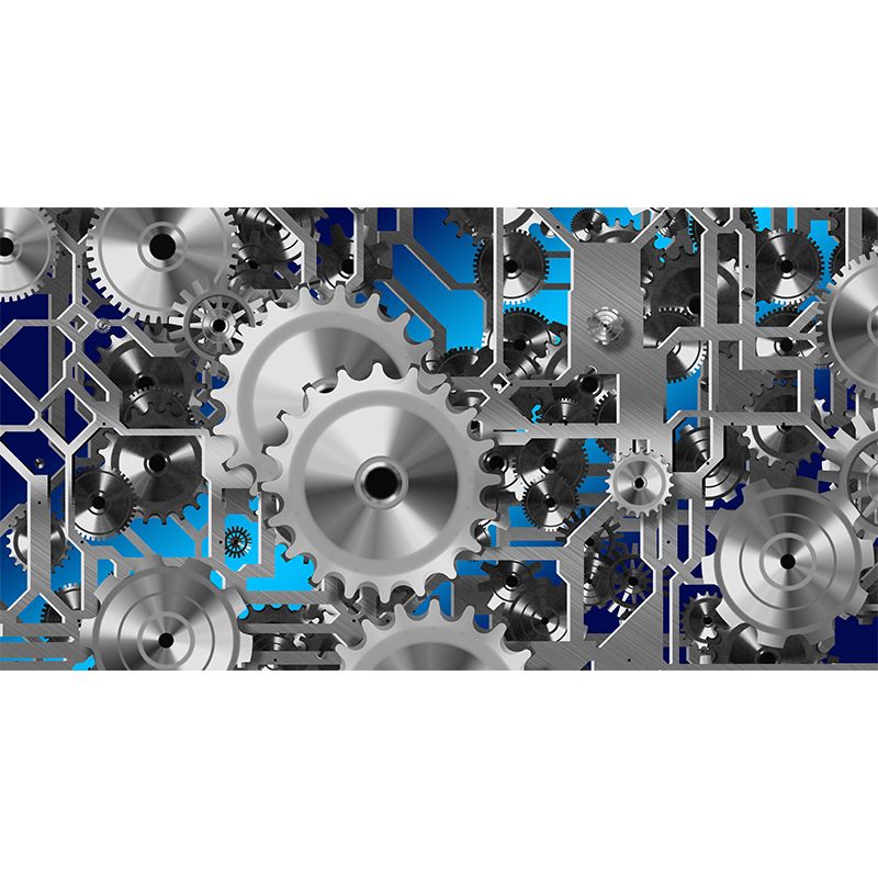 Metal Gears Wall Mural Personalized Minimalist Wall Covering for Living Room