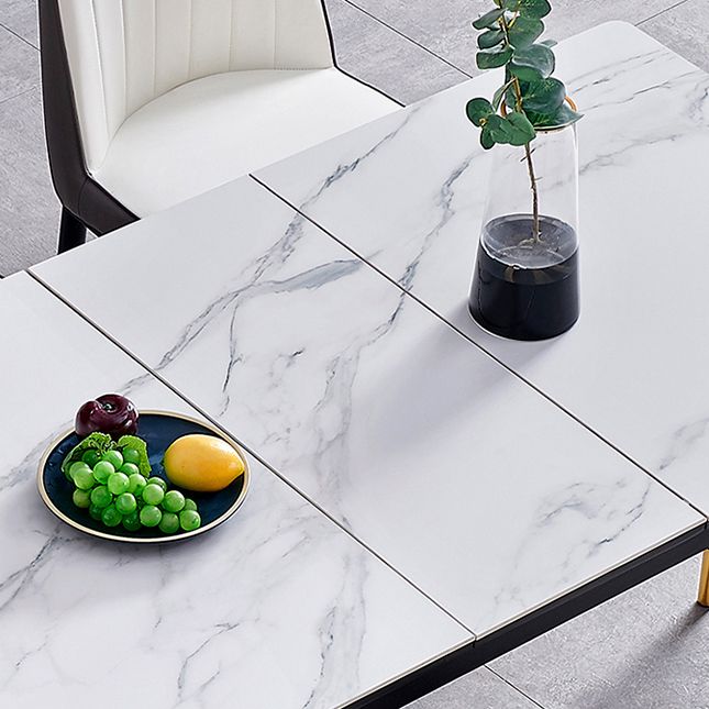 Dining Room Set Modern Style Sintered Stone Rectangular Dining Table with Trestle Base