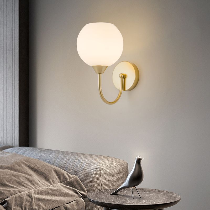 Nordic Style Wall Light Ball Shape Wall Lamp with Glass Shade for Bedroom