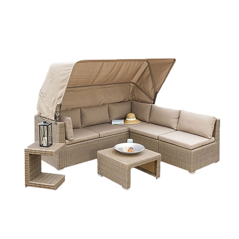 Tropical Style Outdoor Sofa Metal Set Sofa& Side Table& Canopy Seating