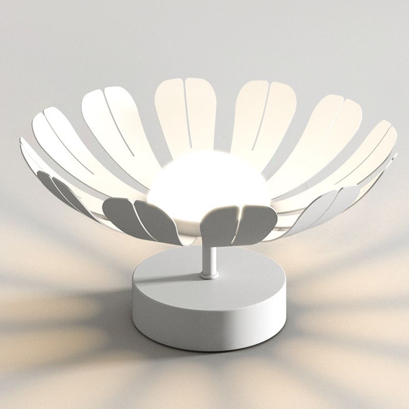 Metal and Acrylic Semi Flush in Black / White Flower Shape LED Ceiling Semi Flush