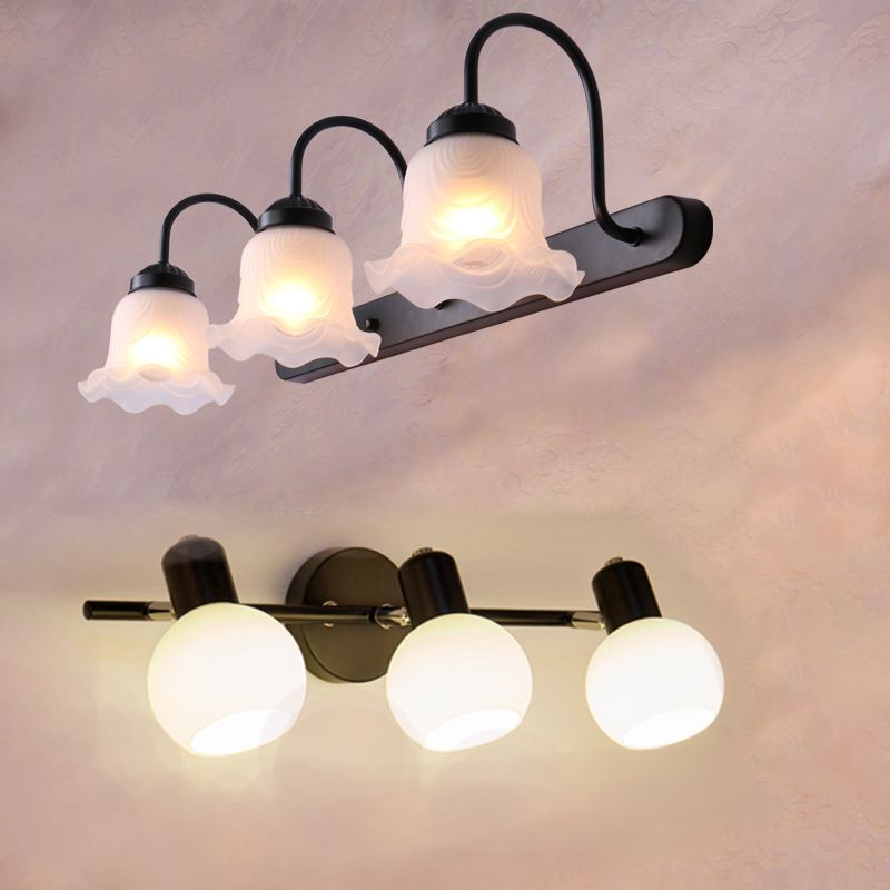 American Simple Makeup Mirror Lamp Glass Shade Mirror Light for Bathroom