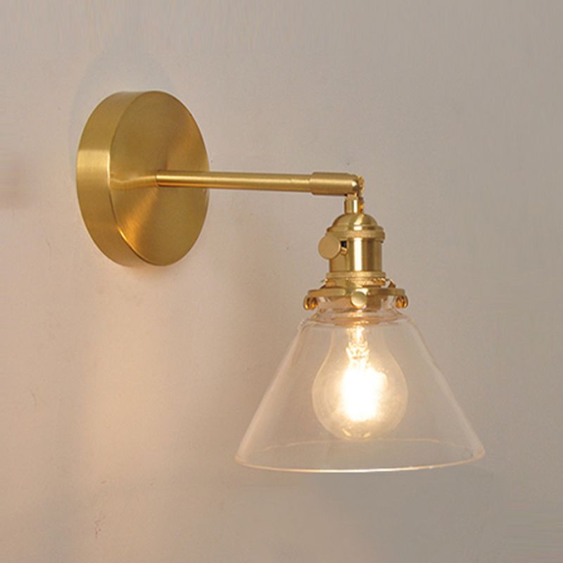 Nordic Modern Wall Light Glass Wall Sconce Light in Brass for Living Room