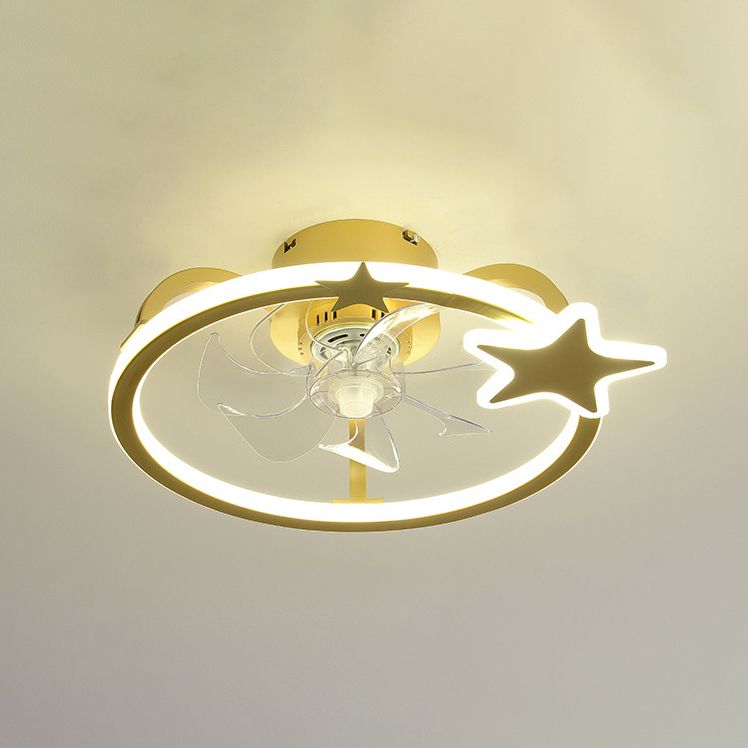 Kids Creative Star LED Ceiling Fan Light Wrought Iron Indoor Ceiling Light with Acrylic Shade