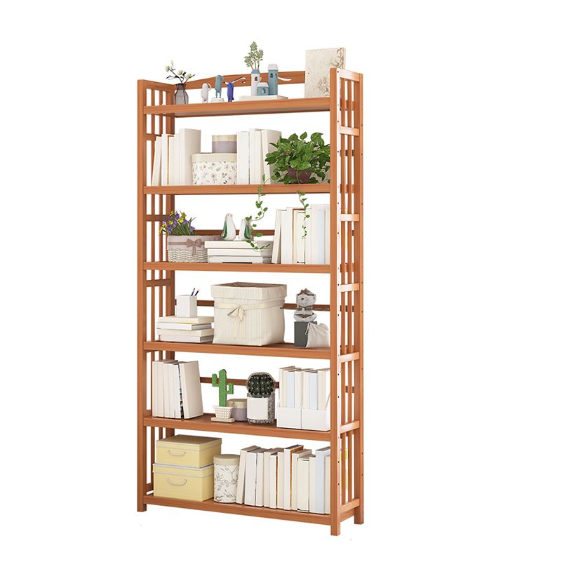 Standard Bamboo Bookshelf Contemporary Brown Open Shelf Bookcase