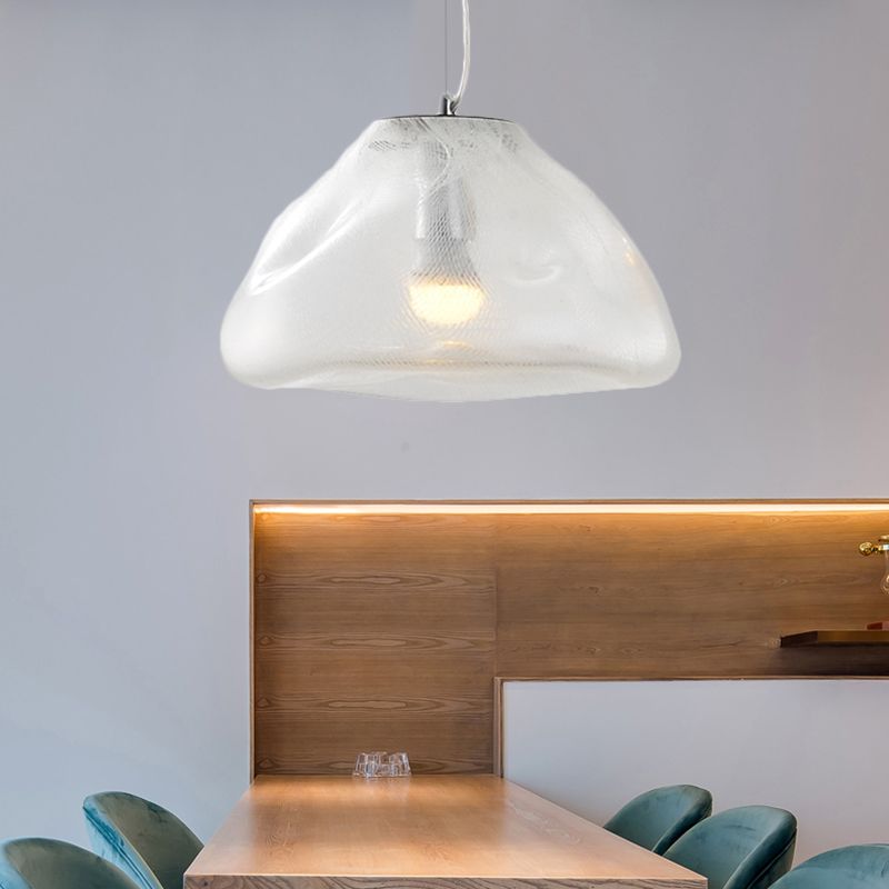 Luce a sospensione in vetro di fusione irregolare moderna 1 luce argento/rosso/blu sospeso per soggiorno, largo 8 "/12"