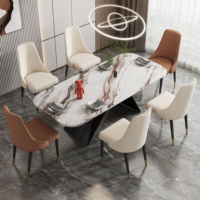 Glam Faux Leather Dining Chair Parsons Chair in Matte Finish for Kitchen