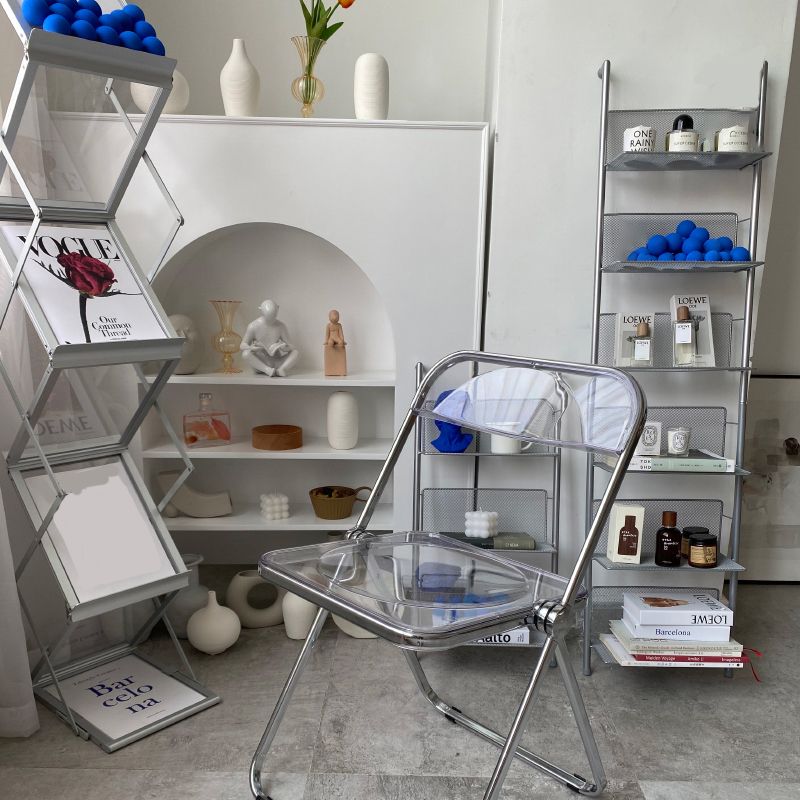 Modem & Contemporary Silver Bookcase Etagere Metal Book Shelf