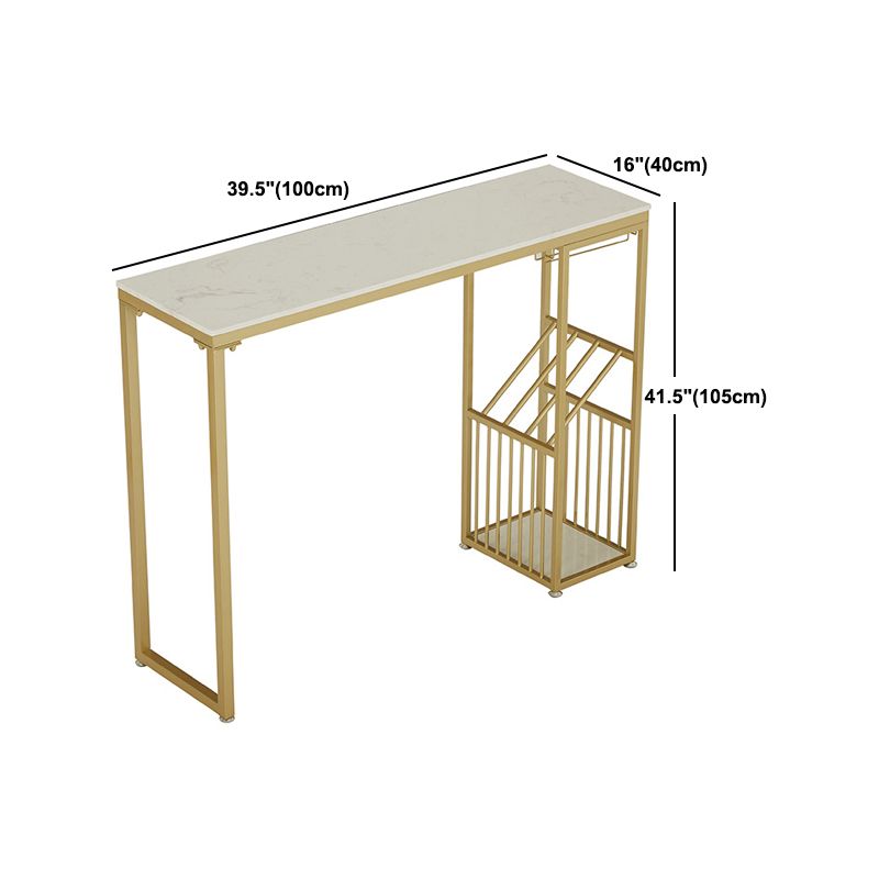 Luxury Marble Rectangle Bar Table Set 1/2 Pieces Counter Table with High Stools