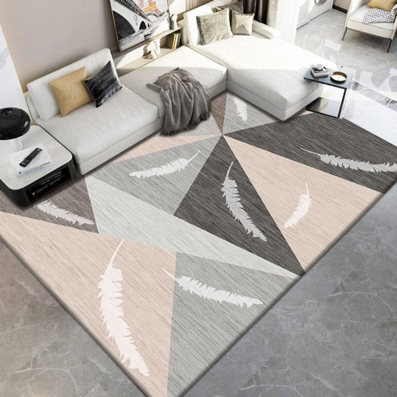 Chic Modern Area Carpet Geometric Print Polyester Area Rug Non-Slip Backing Rug for Home Decor
