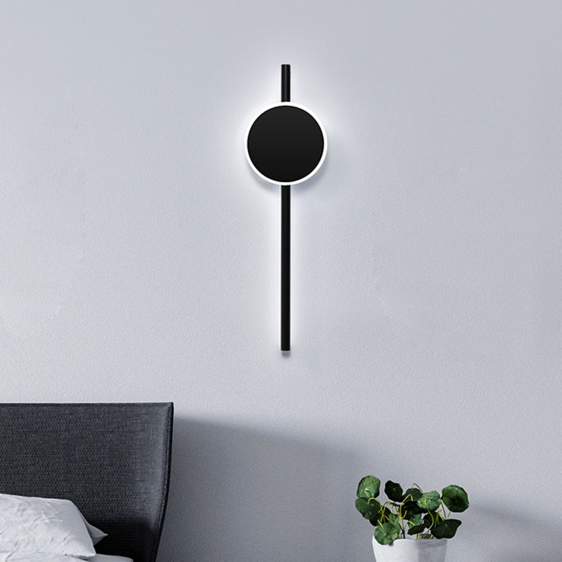 Noordse LED -vlakke wand SCONCE Zwarte ronde en balkwandverlichtingsideeën met metalen schaduw in warm/wit licht