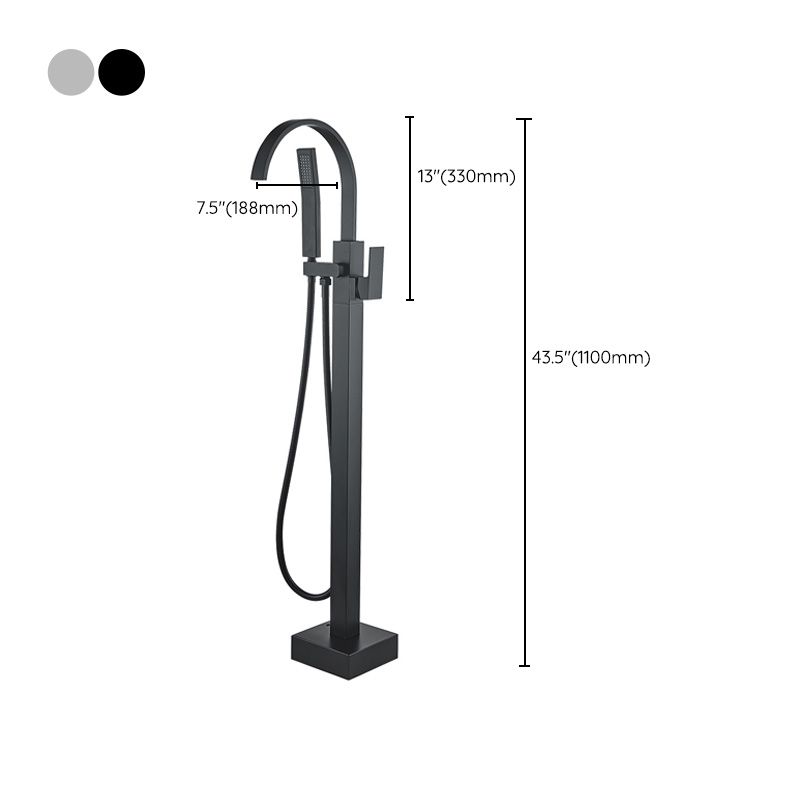 Modern High Arc Faucet Brass Floor Mounted Free Standing Tub Filler Faucet