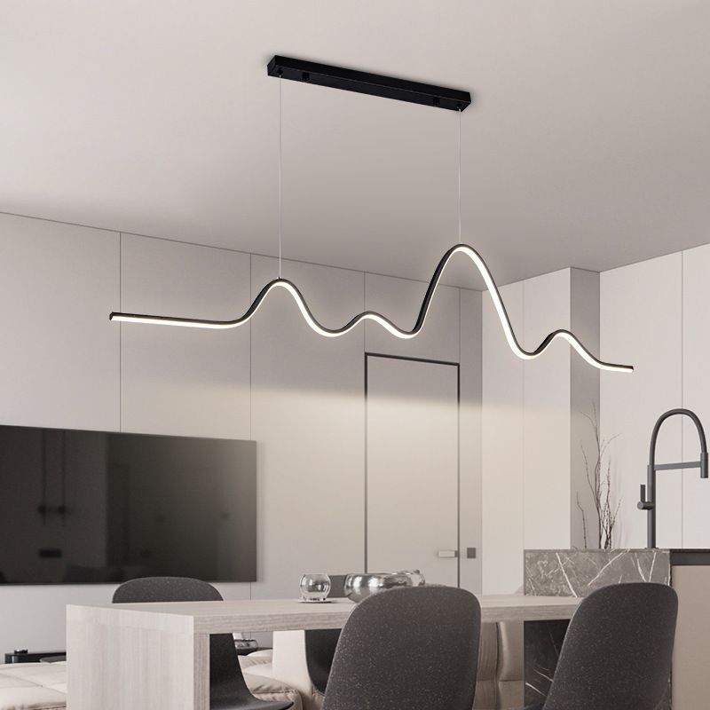 Golden/Black Kitchen Island Lighting Modern Linear LED Ceiling Light for Foyer