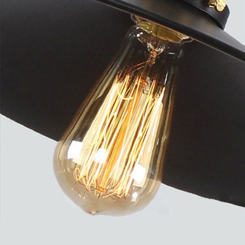 Enkele lamp zwart smeedijzeren hangende lichte kegel schaduw vintage industrie stijl verlichting met koperen lamphouder