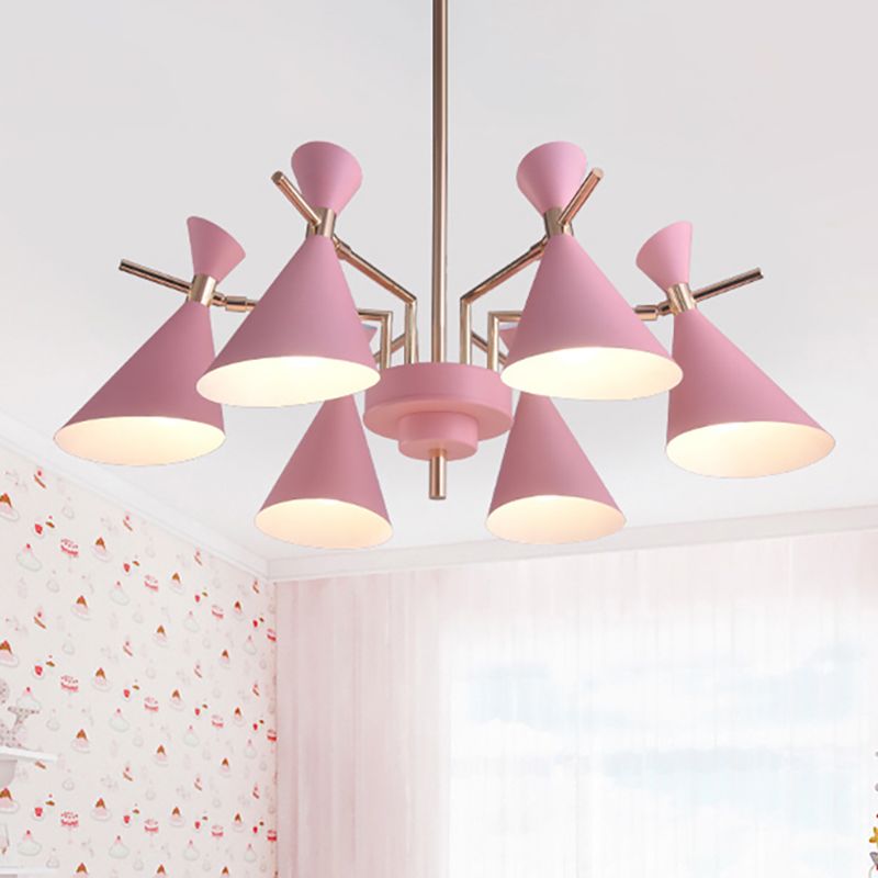 Bedroom Horn Shape Hanging Ceiling Lamp Metal Modern Style 6 Lights Hanging Chandelier