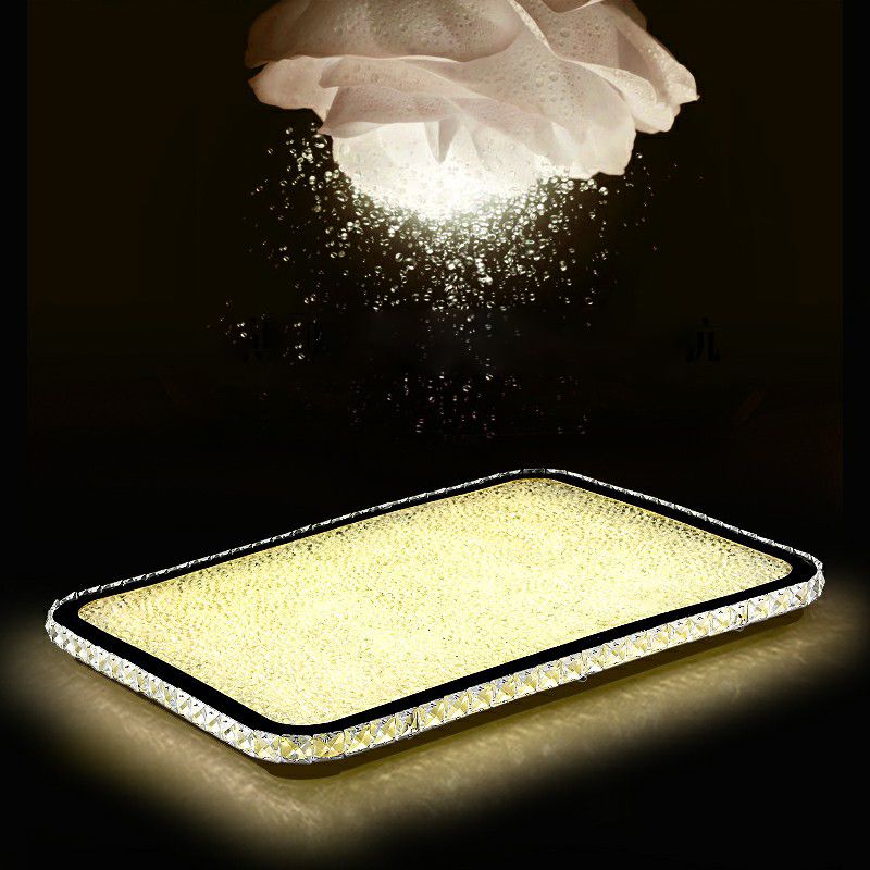 Geometrische LED-Deckenleuchte mit abgerundeten Ecken, Einfachheit, opulente, eingelegte Kristall-Unterputzleuchte