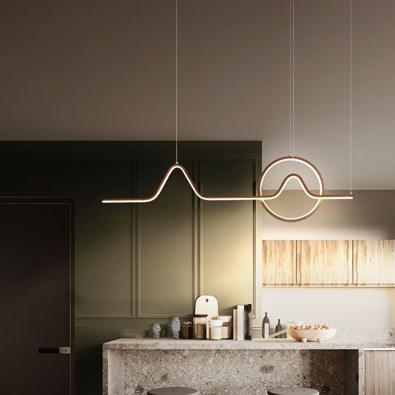Metal Linear Shade Island Pendant Modern Style 2 Light Island Lighting for Dining Room